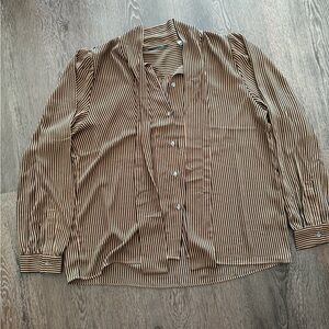 T Tahari Black and Tan Striped Top